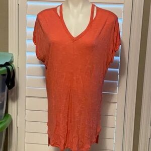 a.n.a Pink and Orange Relaxed Short Sleeve Tee